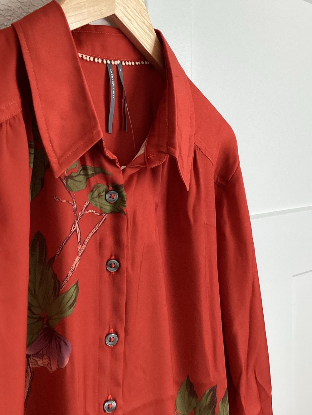 🐦⬛Anthropologie Brielle Button Down Long Sleeve Blouse Relaxed Collared Medium - Picture 8 of 16